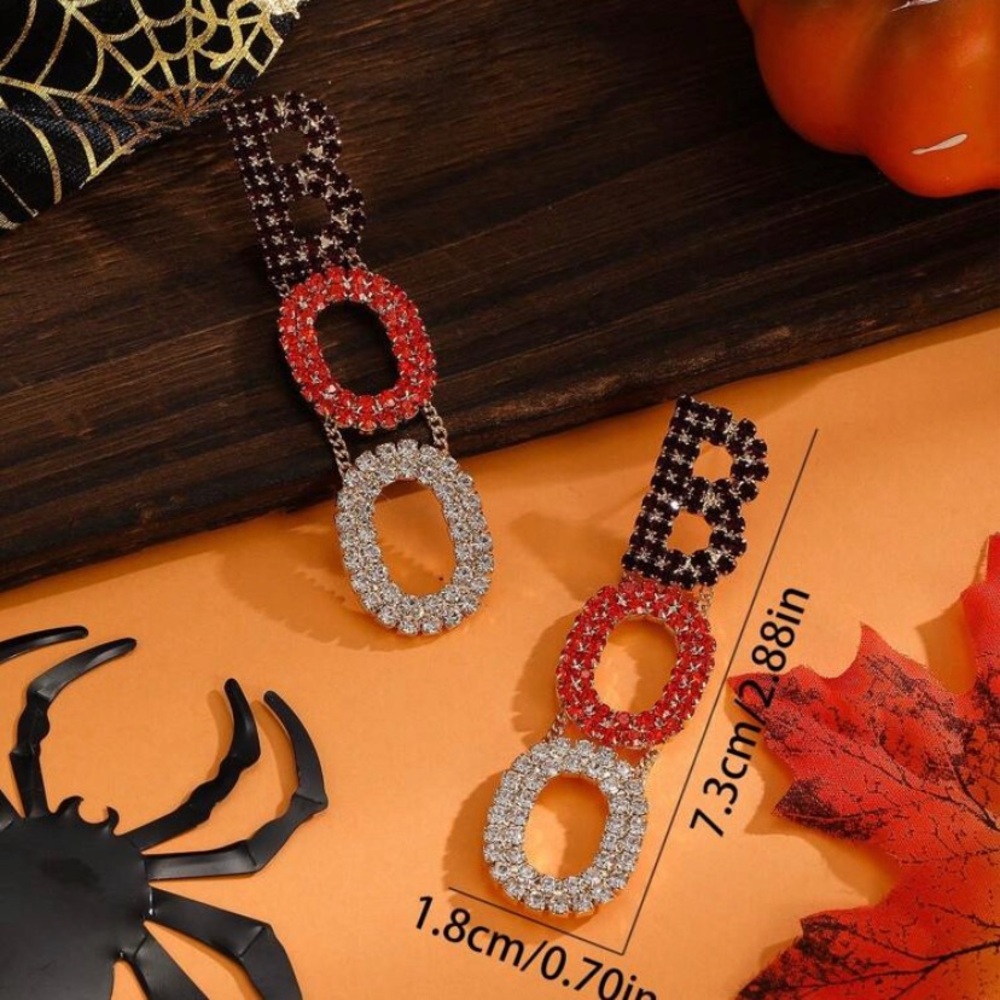 Elegant Crystal 'BOO' Earrings - Picture 3 of 5